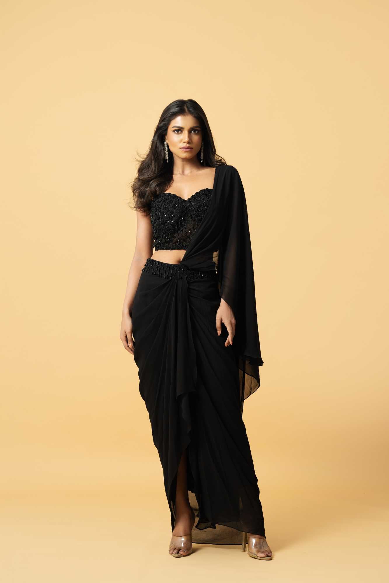 Black Georgette Saree - XL image