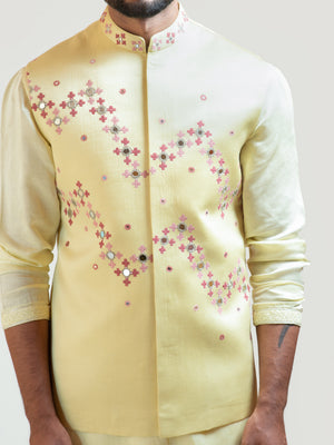 Yellow Gujarati Nehru Kurta Set image 3