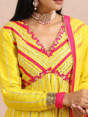 Yellow and Fuchsia Sharara Set image 5