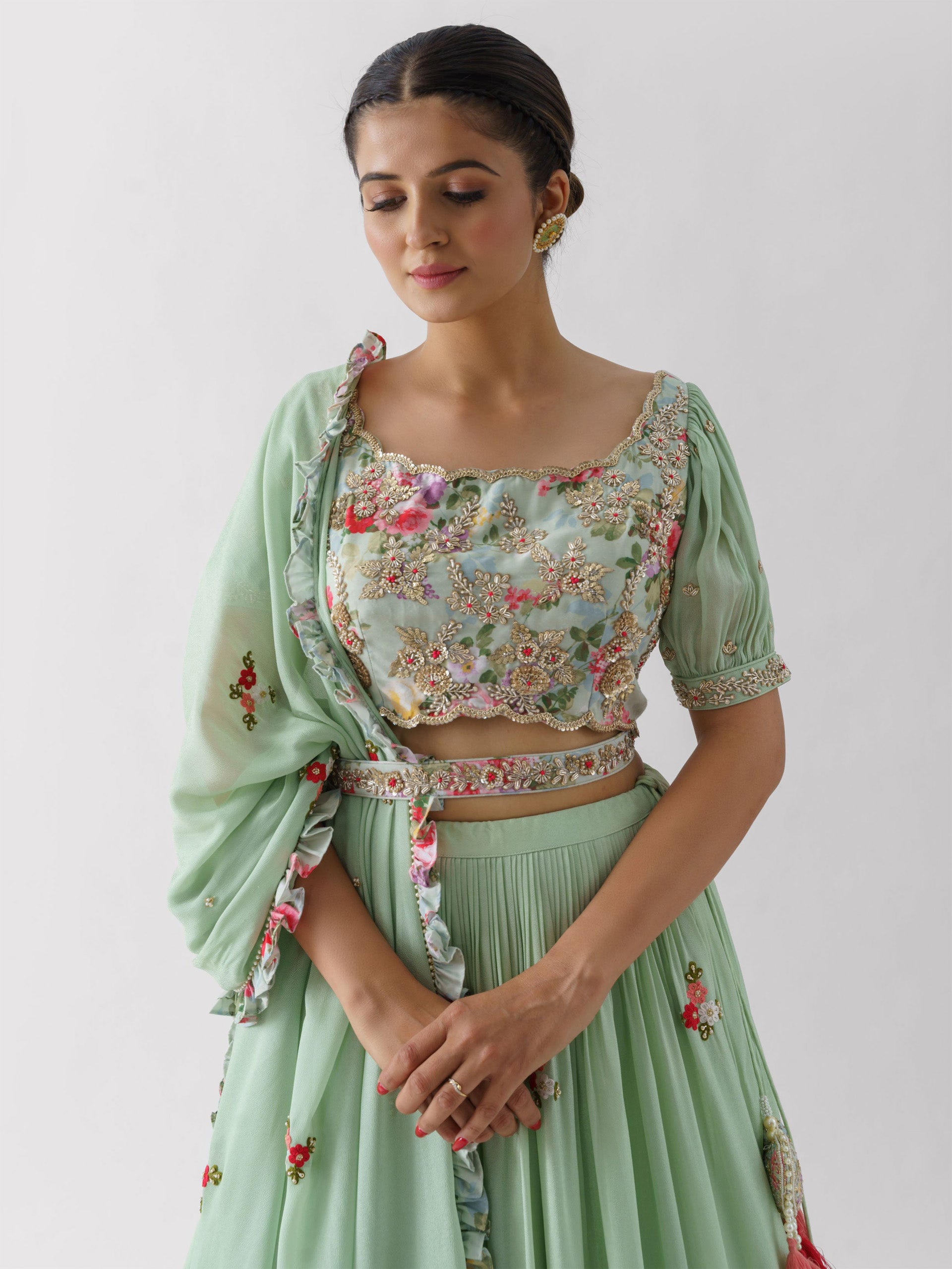 Sea Green Lehenga Set Paired With Dupatta image 2