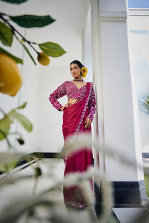 Magenta Katdana Saree - M image