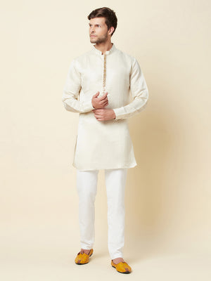 Cream Linen Kurta - S image