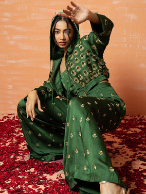 Mehendi Green Hoodie Co-Ord Pant Set image 2