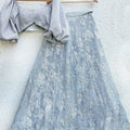 Metallic Silver Off Shoulder Blouse with Silver Glam Skirt image 0