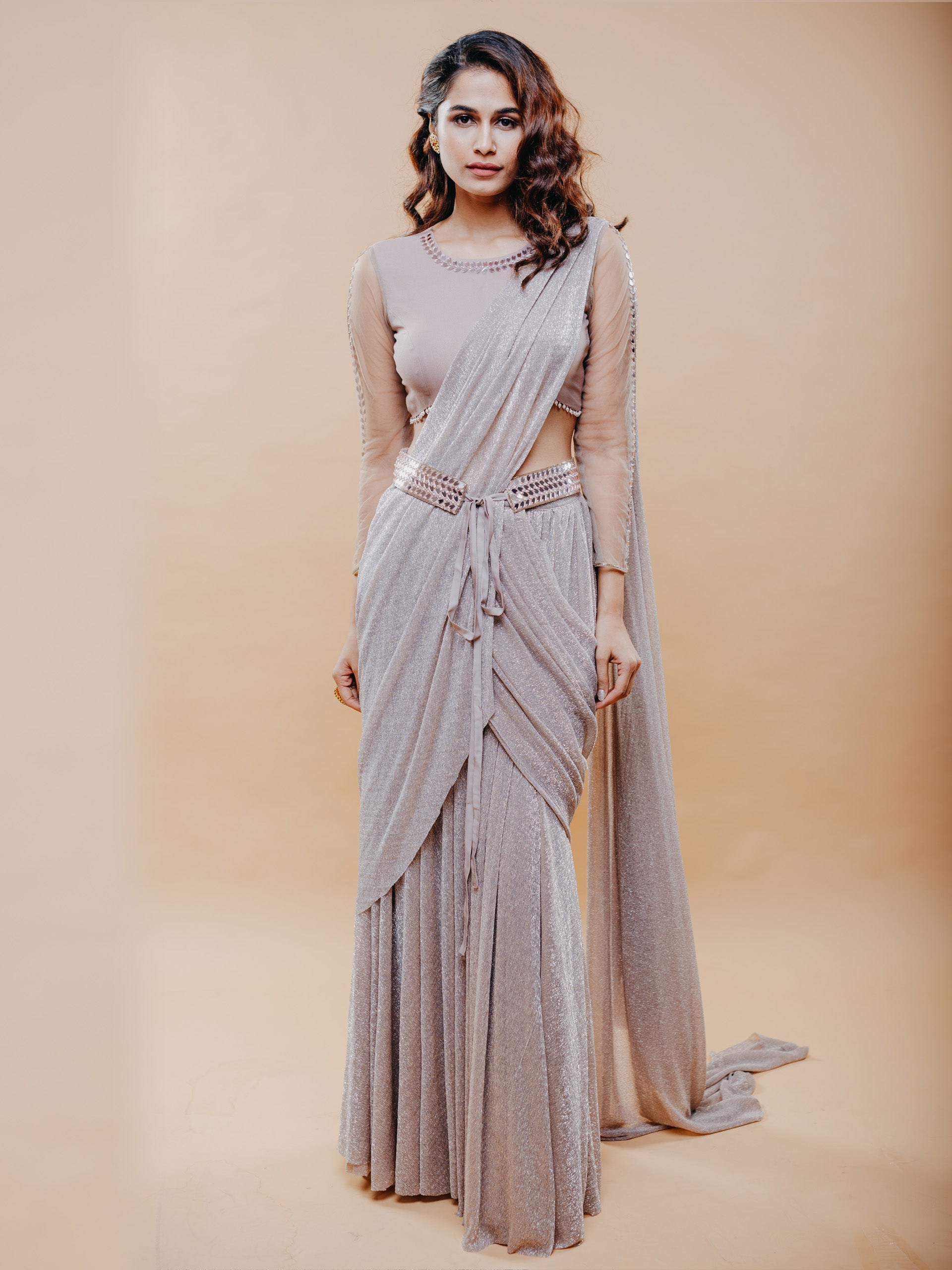Rose Gold Skirt Saree Set image 0