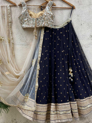 Black Sharmily Mirror Lehenga Set image 1