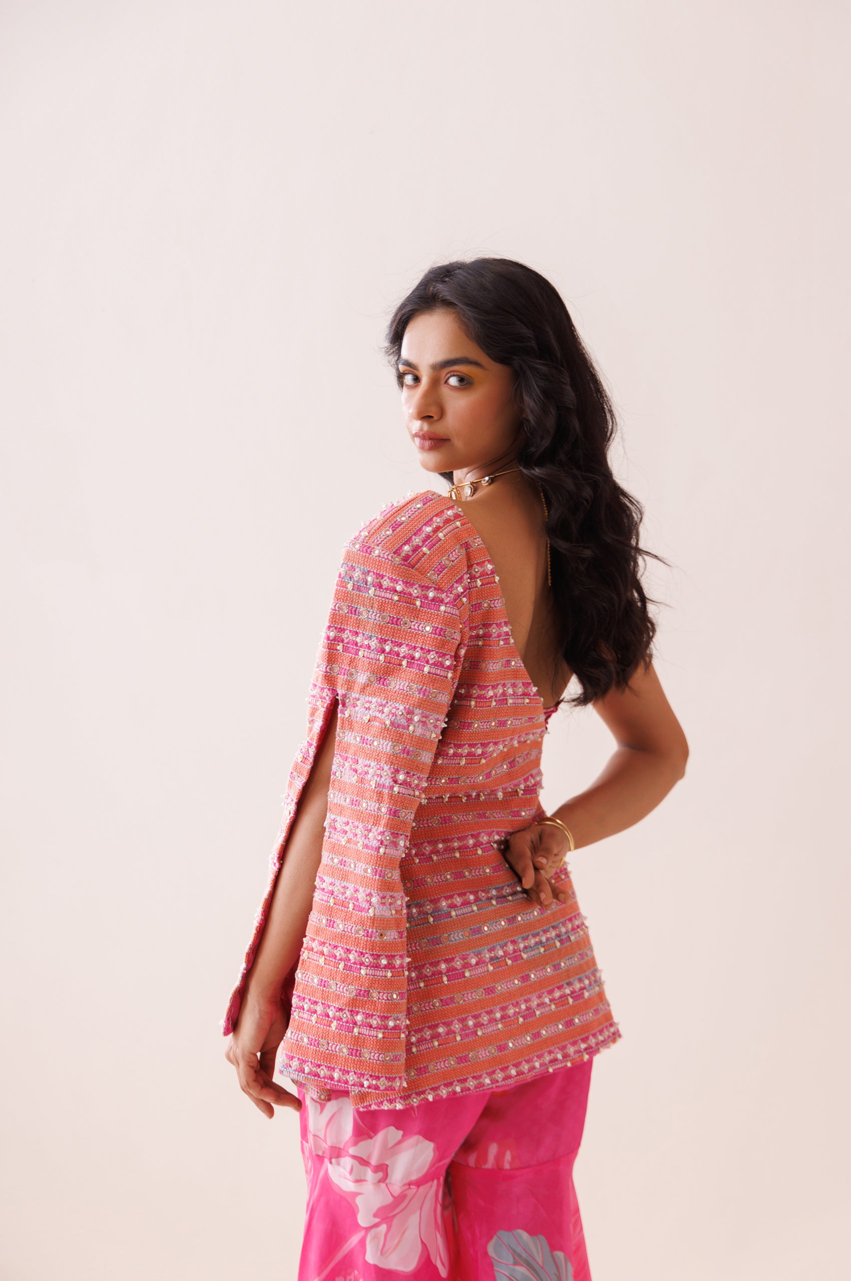 Pink One-Shoulder Blazer Set image 5