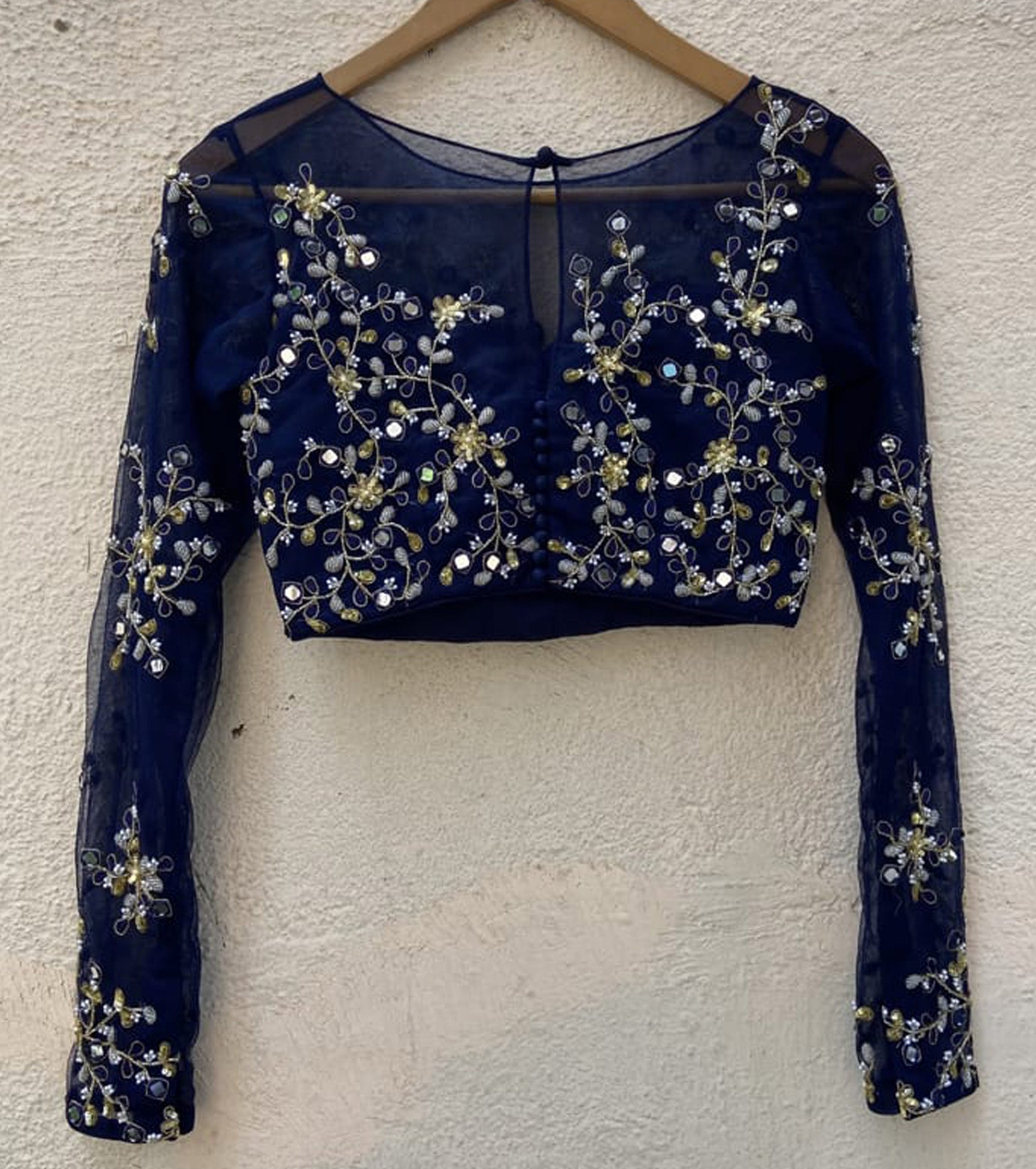Midnight Blue Mirror Lehenga Set image 5