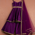 Purple Short Anarkali Sharara Set image 0