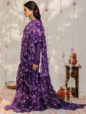 Purple Pre Draped Saree Se image 6