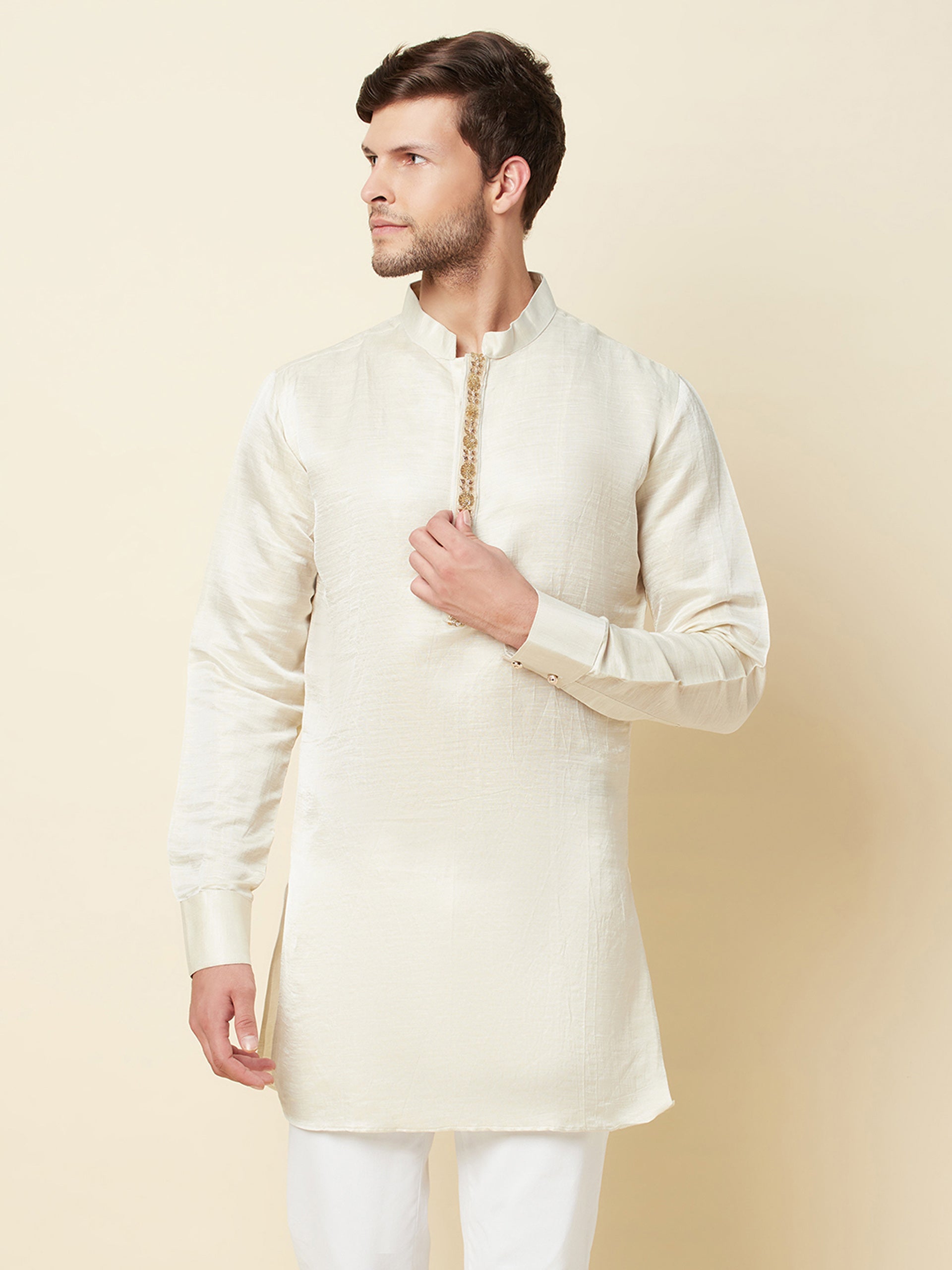 Cream Linen Kurta image 5