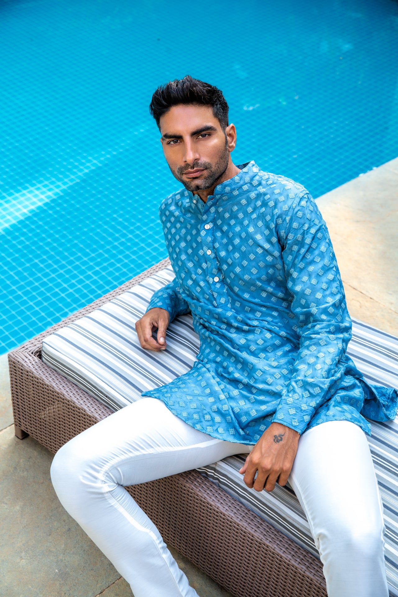 Blue Embroidered Kurta Set image 1