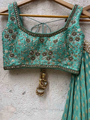 Jade Green Zari Lehenga Set image 5