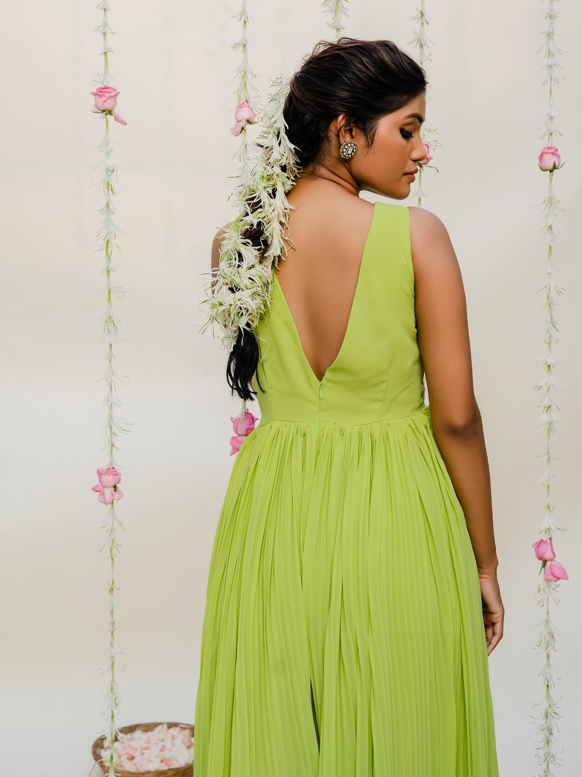 Lime Green Embroidered Jumpsuit image 5