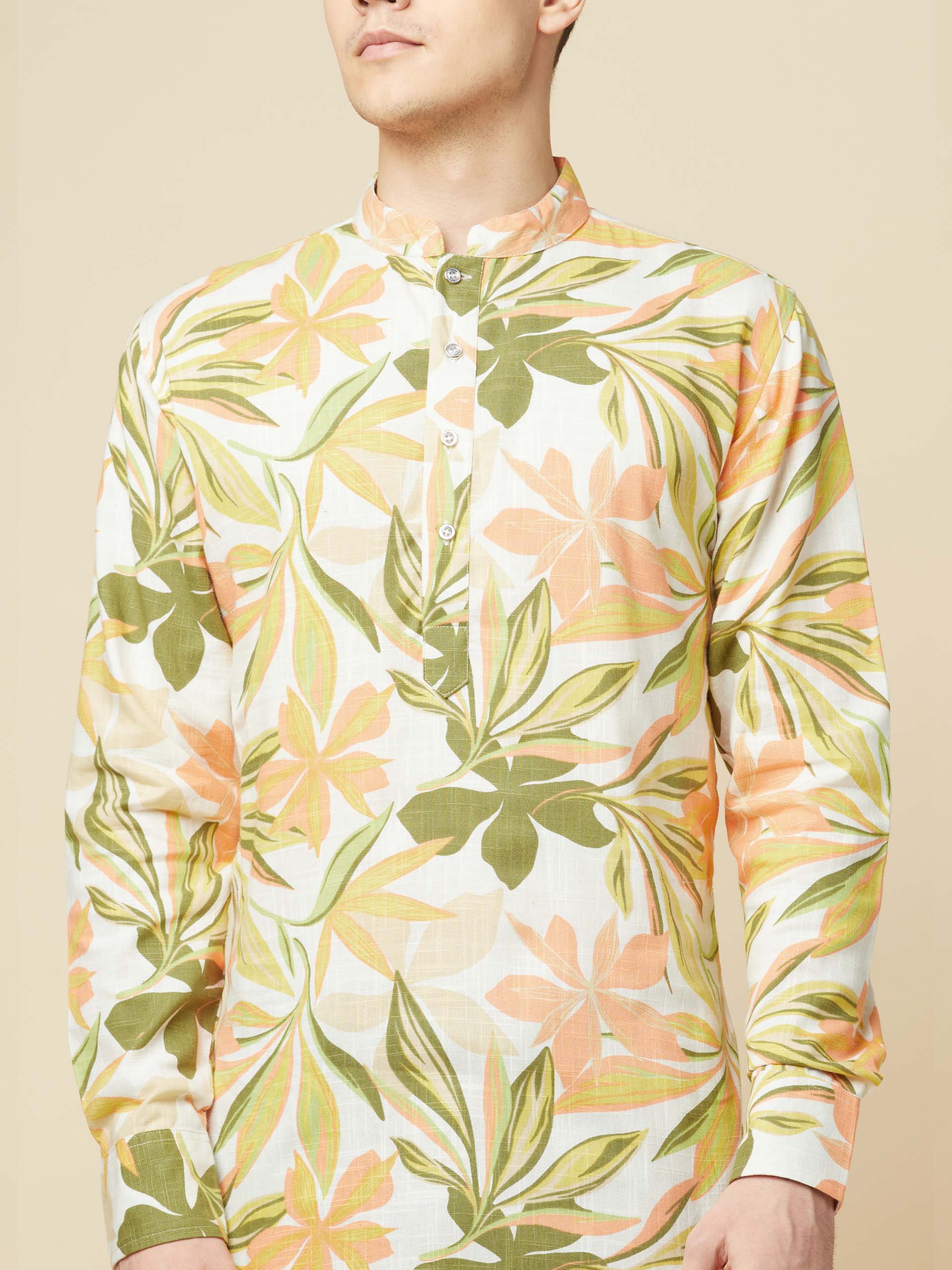 Lime Hawaiian Kurta image 4