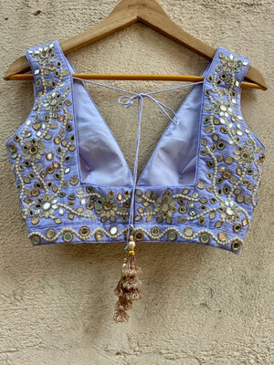 Periwinkle Blue Butti Lehenga Set image 2