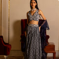 Blue Printed Skirt and Blouse Set (Copy) image 0