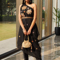 Lasha Black Drape Saree Set image 0
