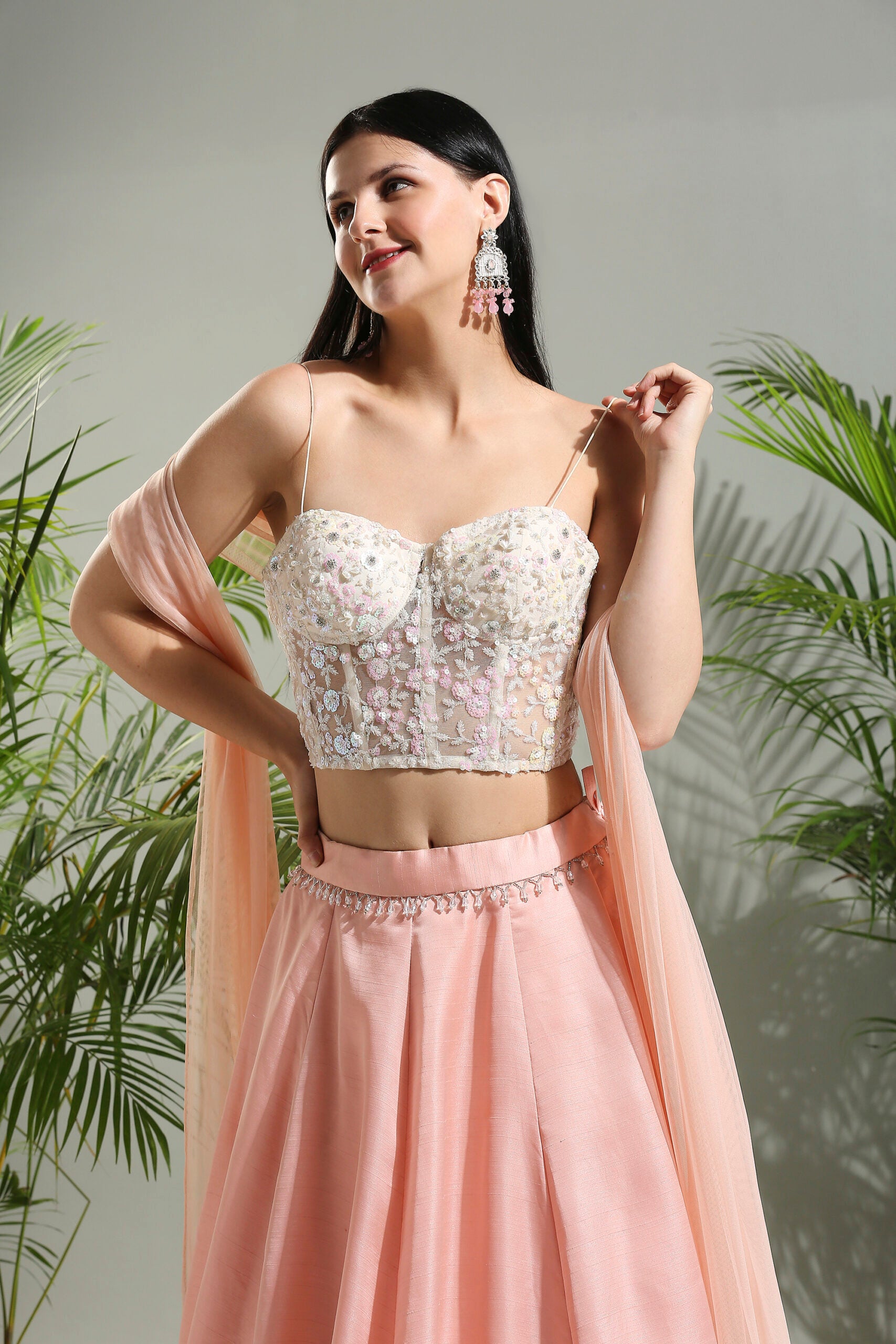 Peach and Ivory Corset Set image 6