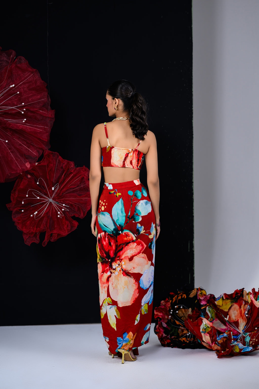 Our Peony Dhoti Skirt Set Printed Bralette image 4