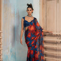 Burning Blossom Draped Saree image 0