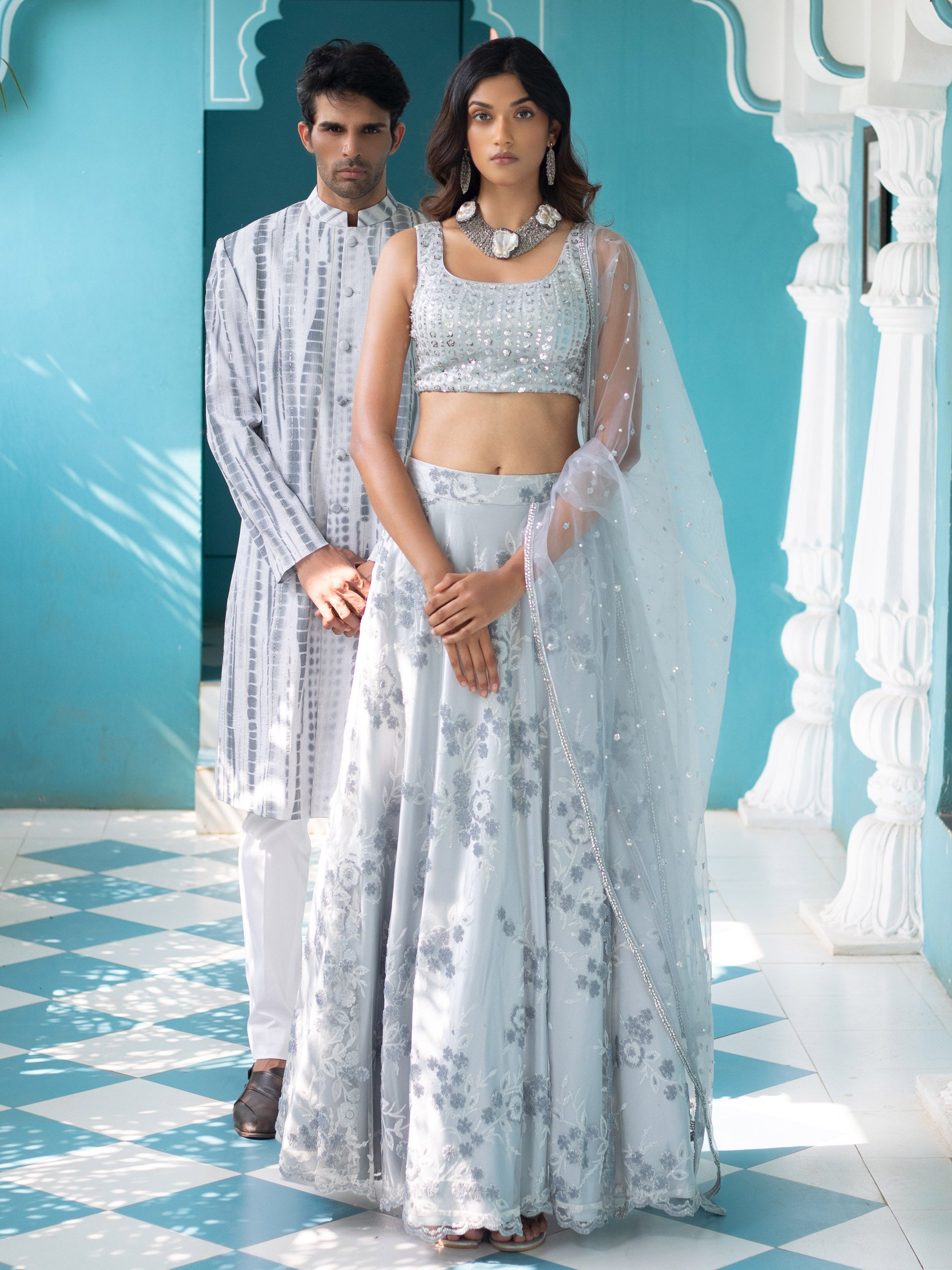 Grey Sherwani Set image 5