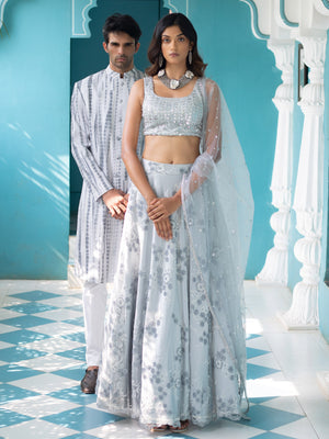 Grey Sherwani Set image 5