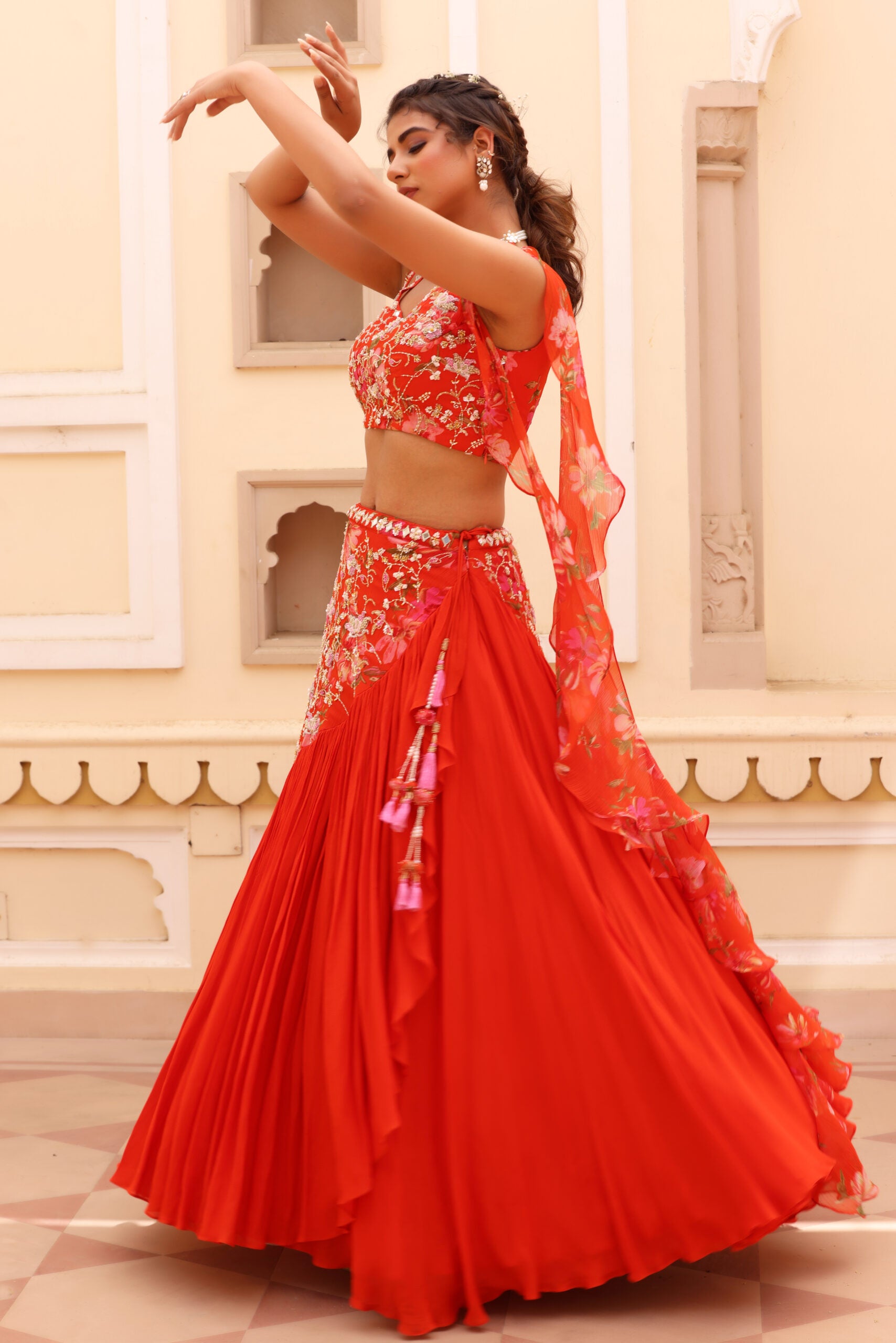 Georgette crepe lehenga image 9