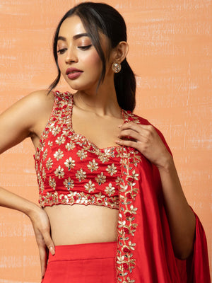 Red Bridal Silk Lehenga Set image 2