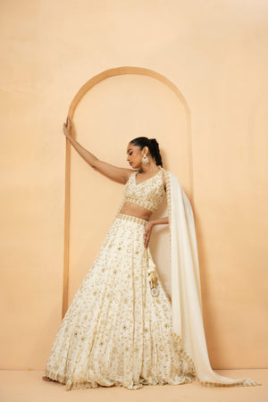 Ivory Mirror and Pearl Embellished Lehenga image 2