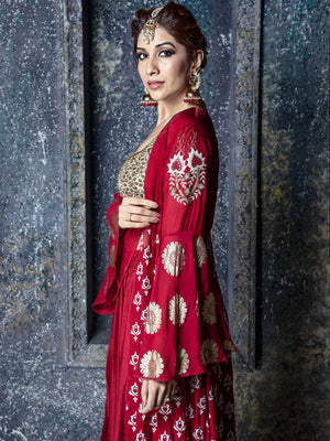 Red Gold Lehenga Set image 1