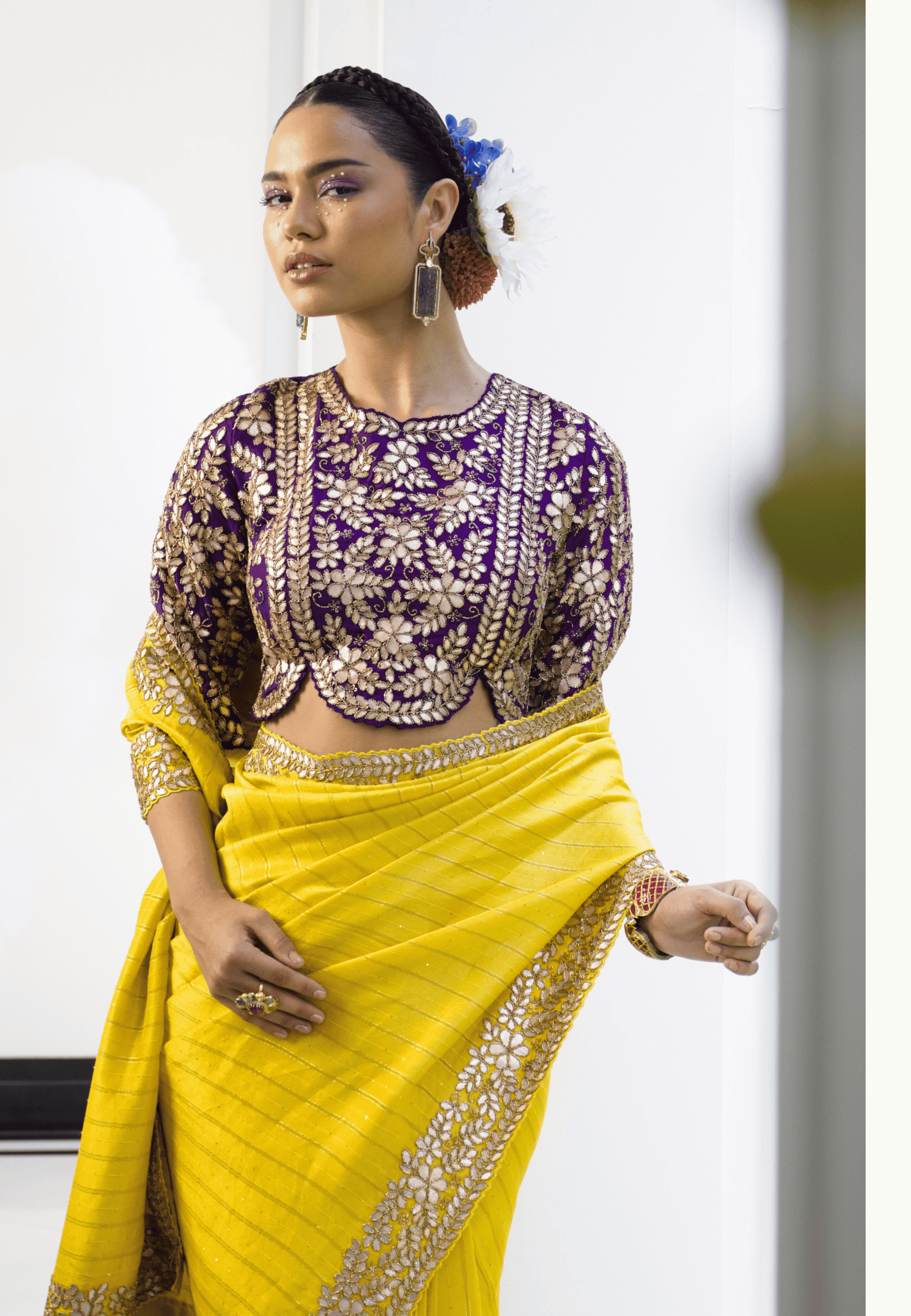 Yellow Gota Work Saree image 1