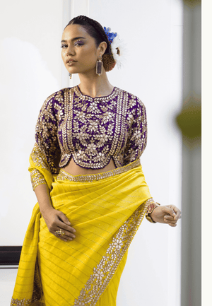 Yellow Gota Work Saree image 1