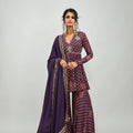 Plum Highlighted Sharara Set With Dupatta image 0