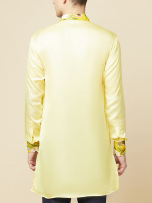 Lime Yellow Art Silk Kurta image 1