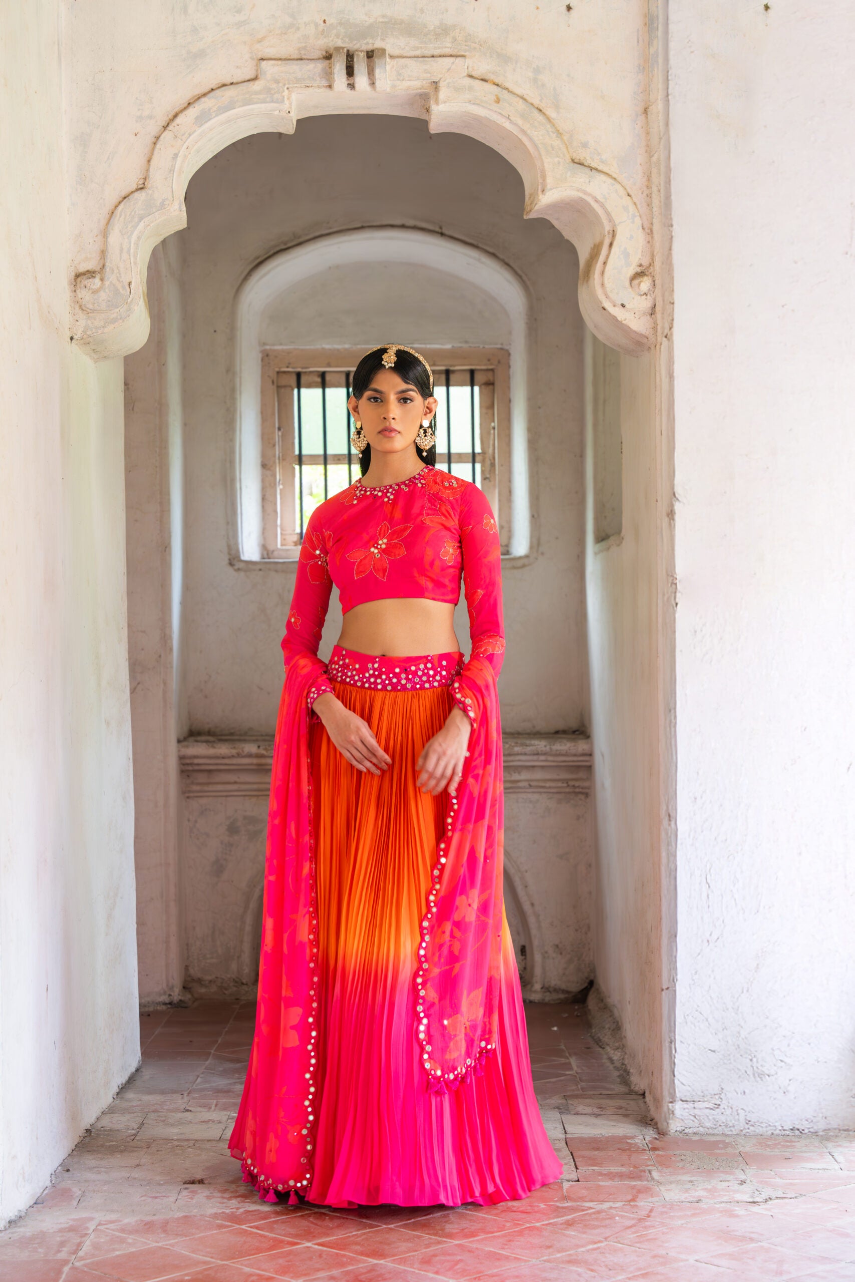 Coral Sunset Lehenga image 6