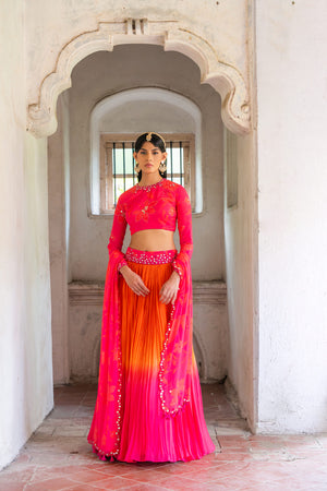 Coral Sunset Lehenga image 6