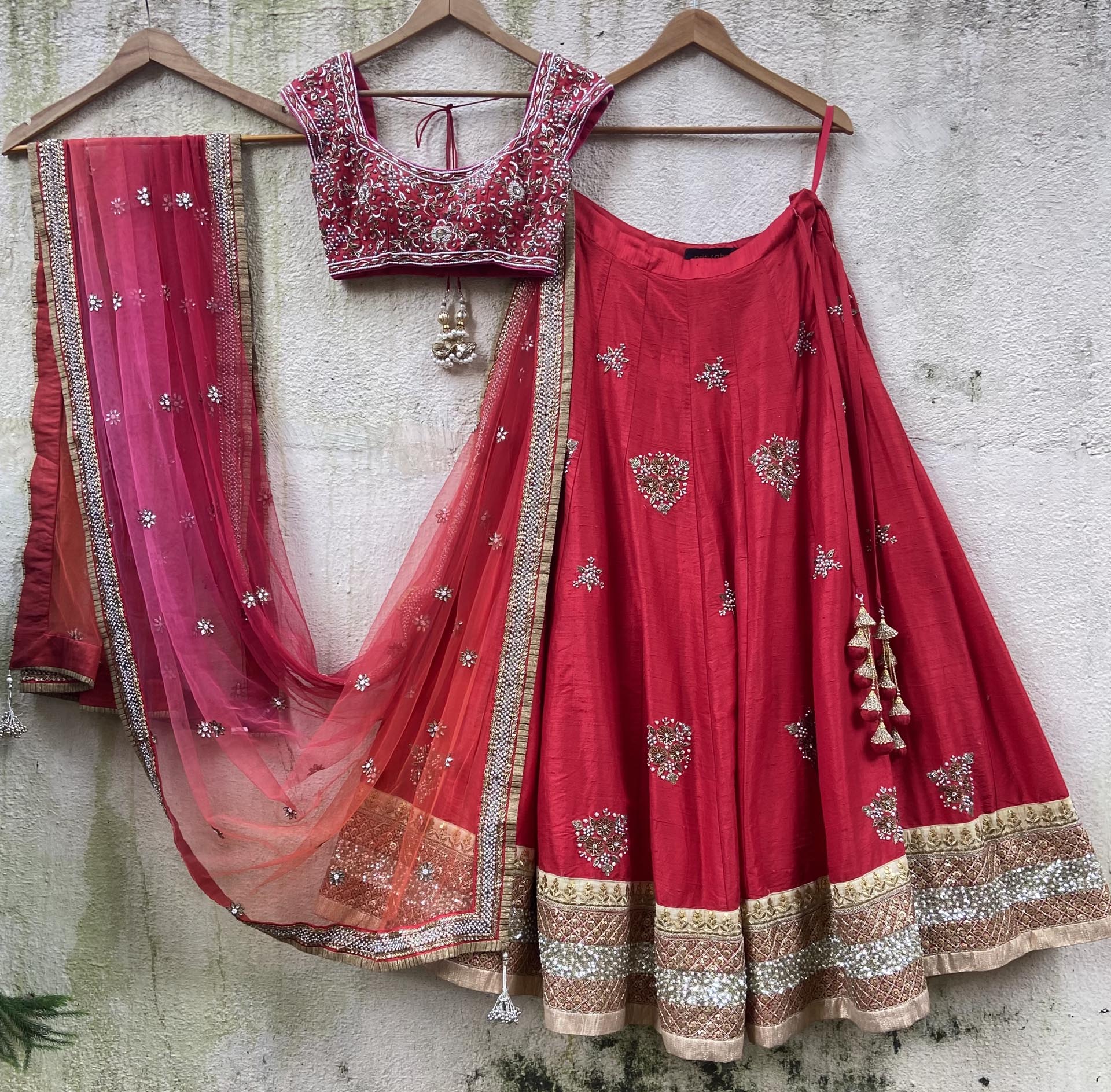 Bridal Lehenga Set With Ombre Dupatta - S image
