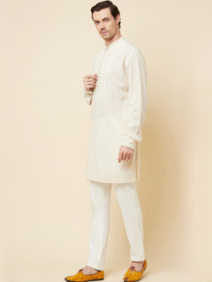 Lucknowi Embroidered Kurta Set image 6