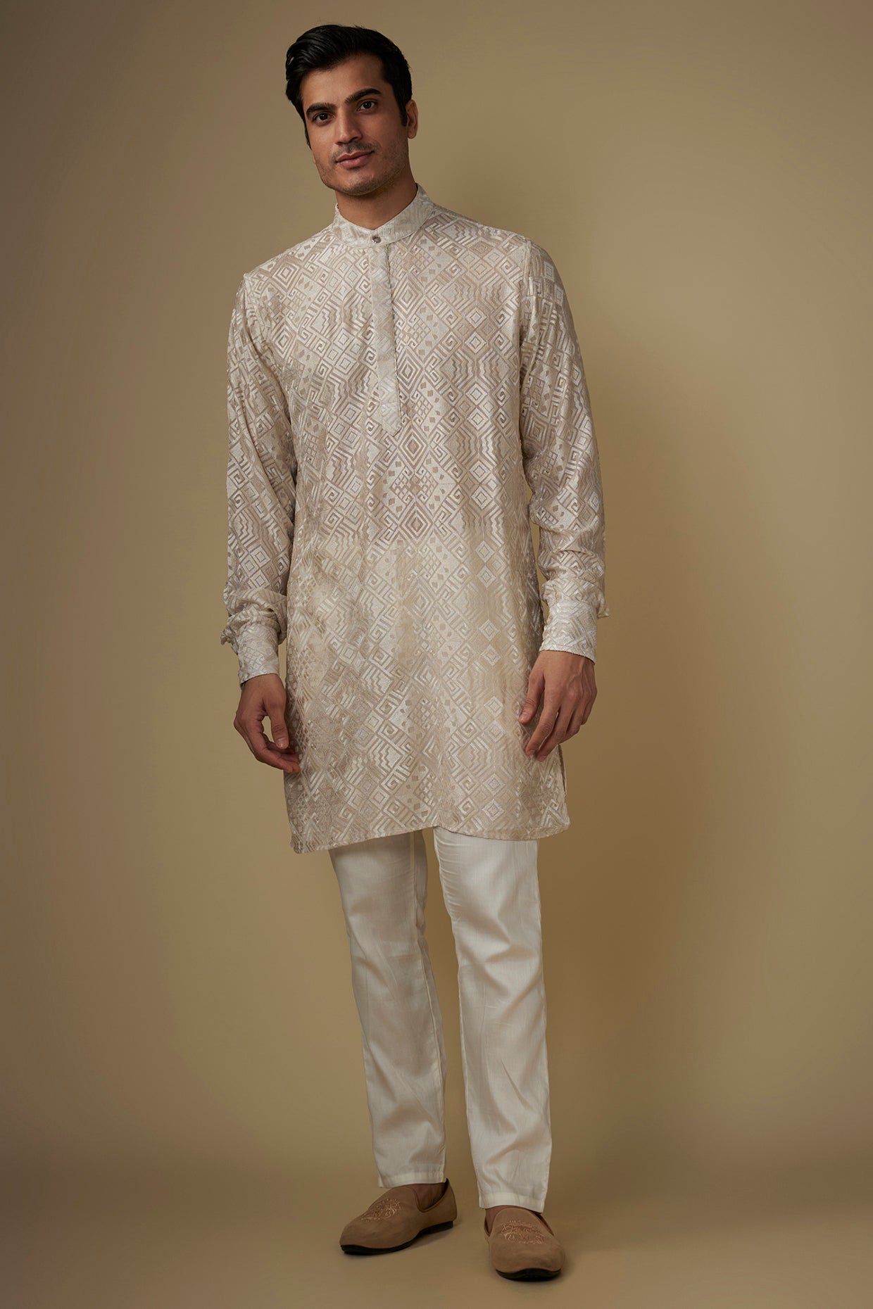Ivory Lucknowi Embroidered Kurta Set image 0
