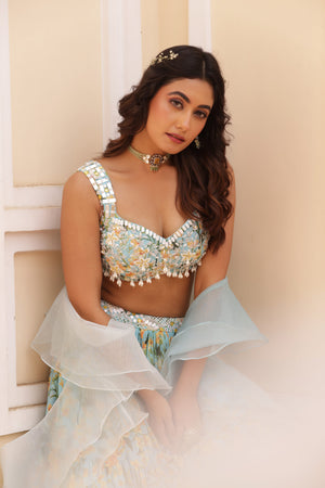 Three Tier Embroidered Lehenga image 6