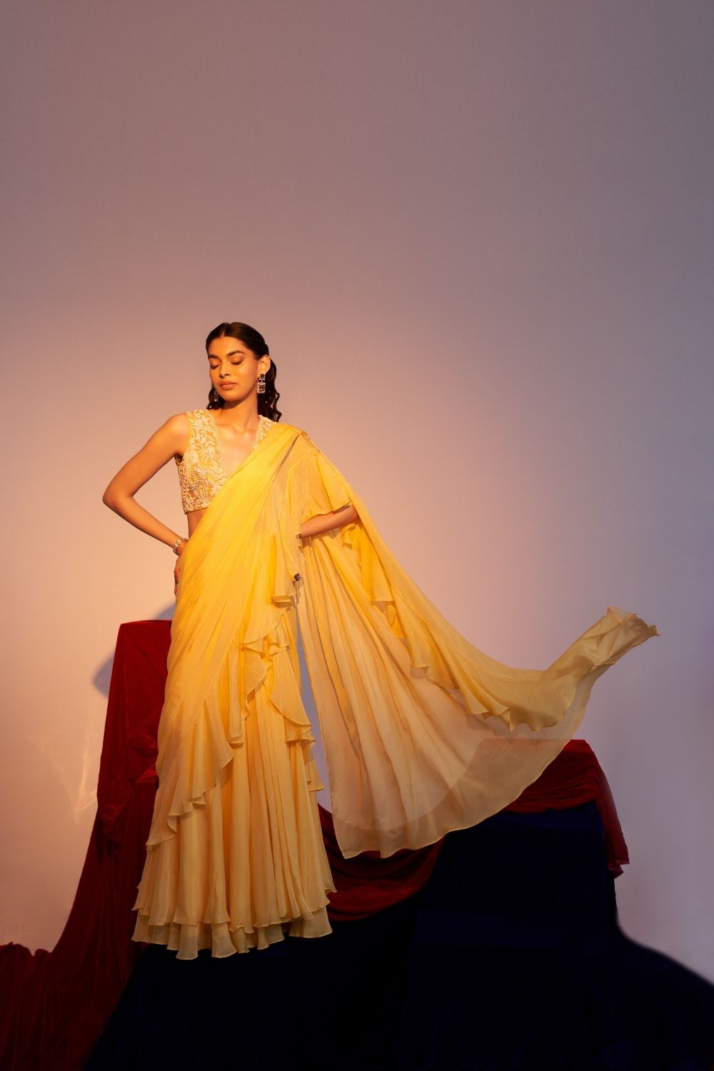 Sun-kissed Pearl Drape Saree image 0