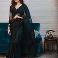 Midnight Blue Saree Set image 0