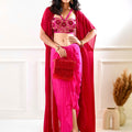 Shirin Pink Drape Skirt Set with Cape image 0