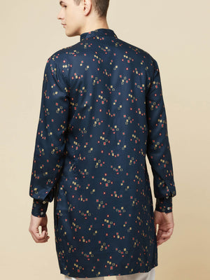 Teal Blue Printed Kurta image 1