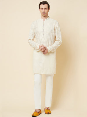 Lucknowi Embroidered Kurta Set - L image
