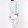 Sky Blue Cotton Bundi Jacket Set image 0