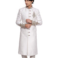 White Sherwani Set with Red Embroidered image 0