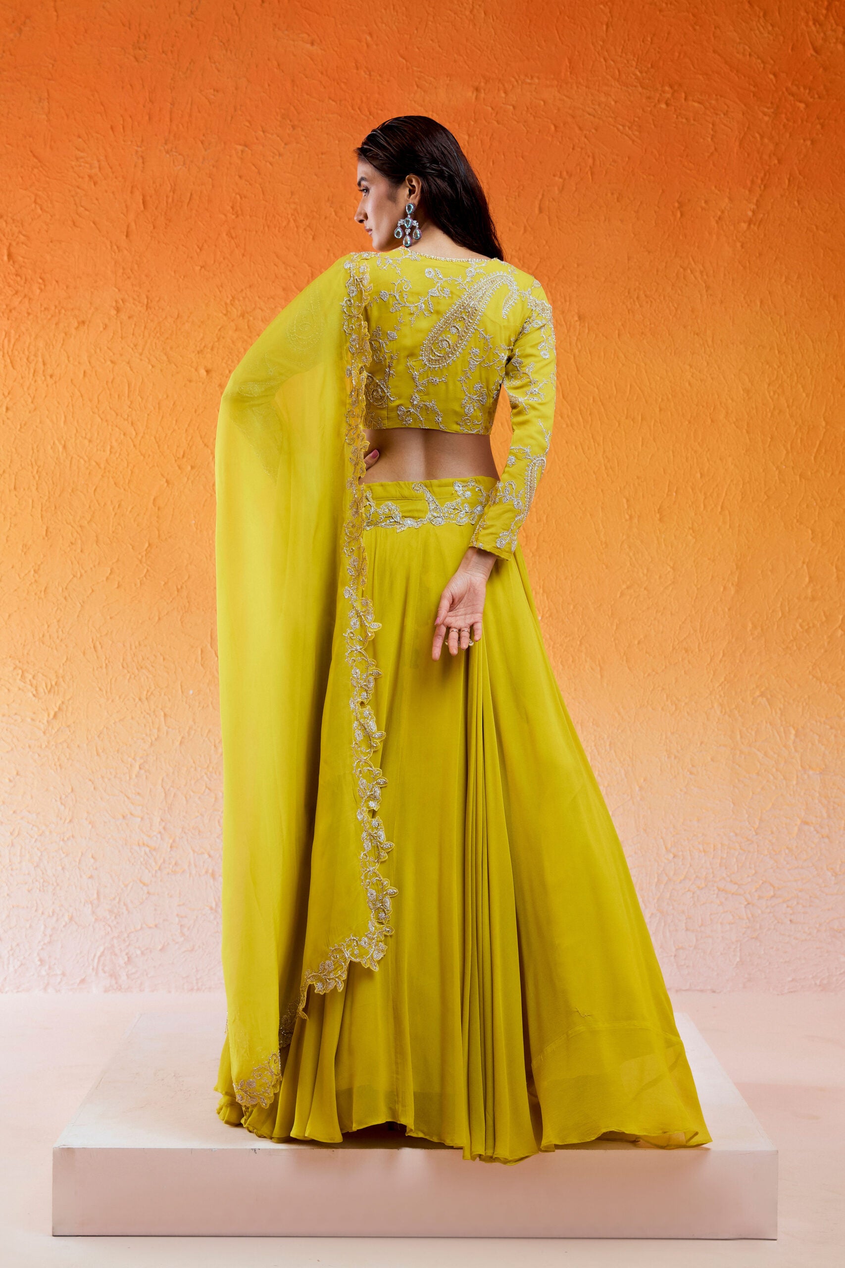 Daisy Yellow Embroidered Lehenga Set image 6