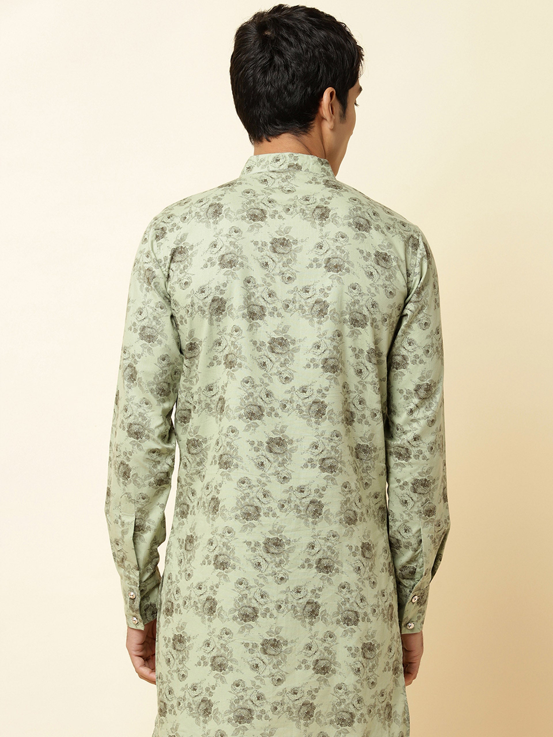 Green Rose Print Kurta image 2
